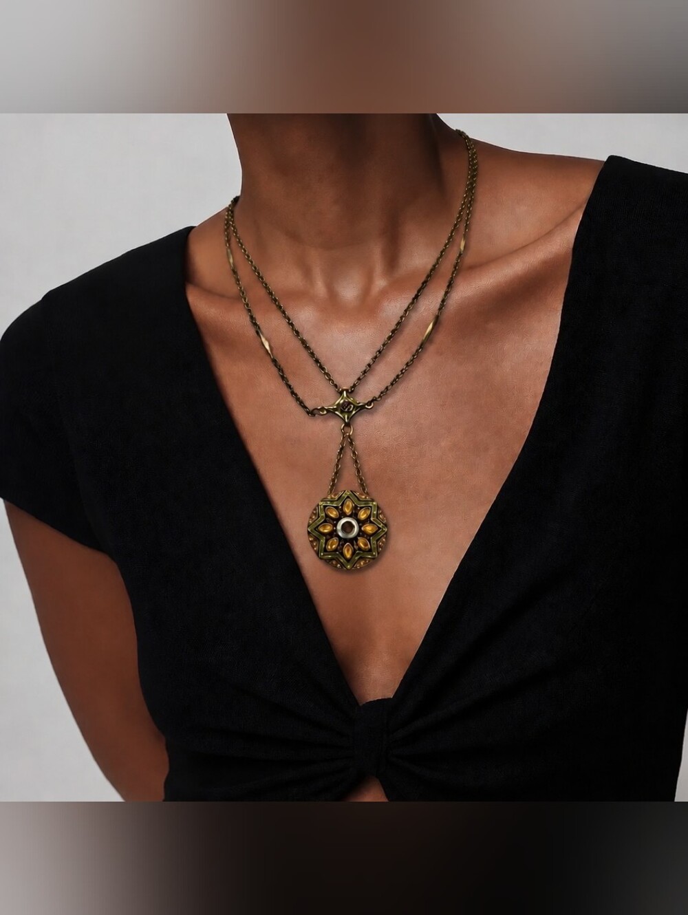 Nina Ricci Vintage Bronze Medallion Necklace
